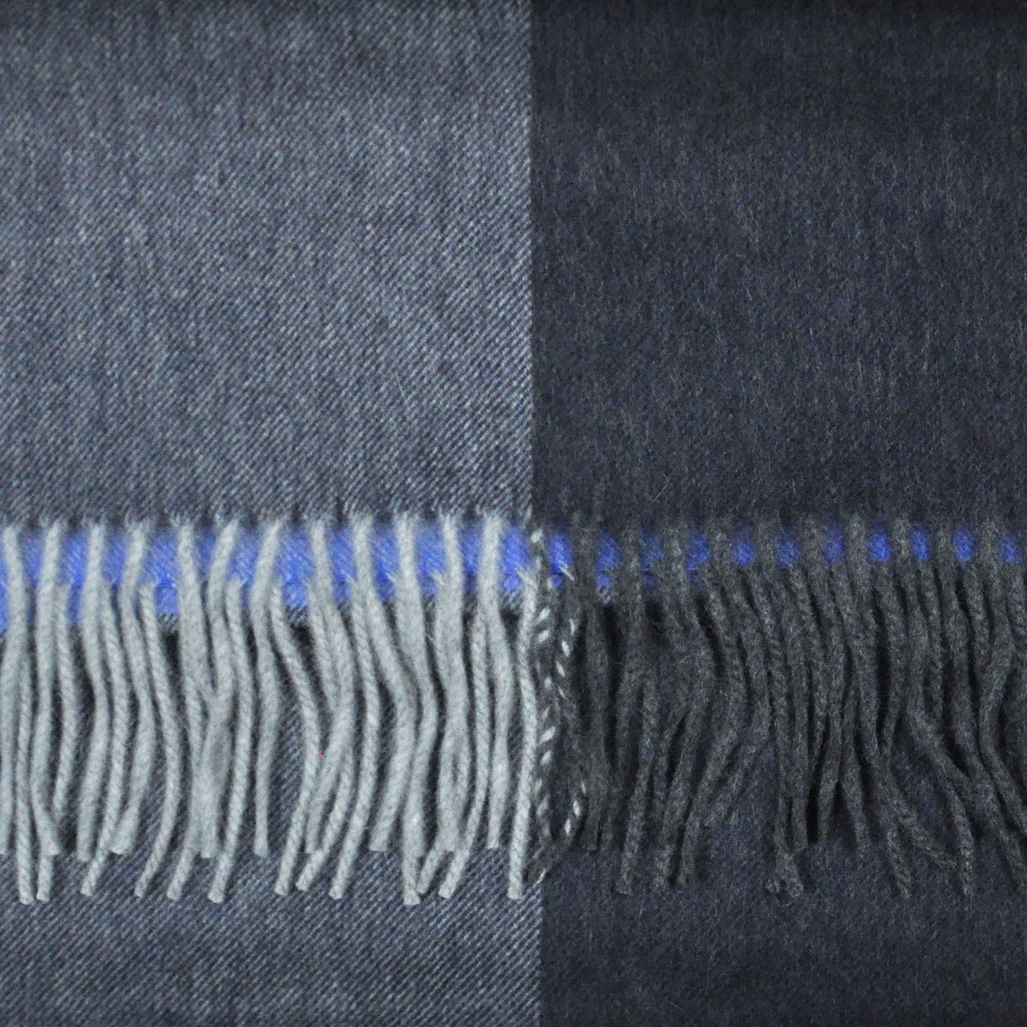 Panels of Colour Winter Scarf in Blues & Greys