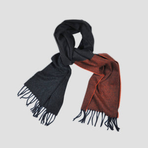 Three Panels of Colour Cashmere Scarf in Ochre, Brown & Grey