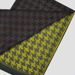 Houndstooth Super Fine Wool Scarf in Claret, Lemon & Olive