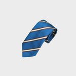 Stripes Reppe Silk Tie in Blue, Claret & White