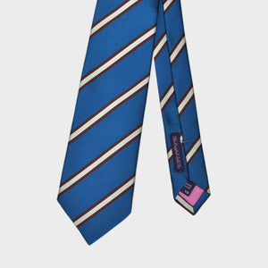 Stripes Reppe Silk Tie in Blue, Claret & White