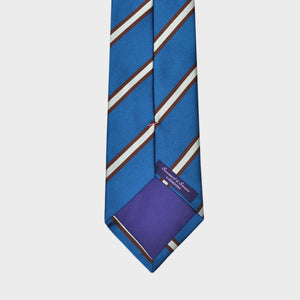 Stripes Reppe Silk Tie in Blue, Claret & White