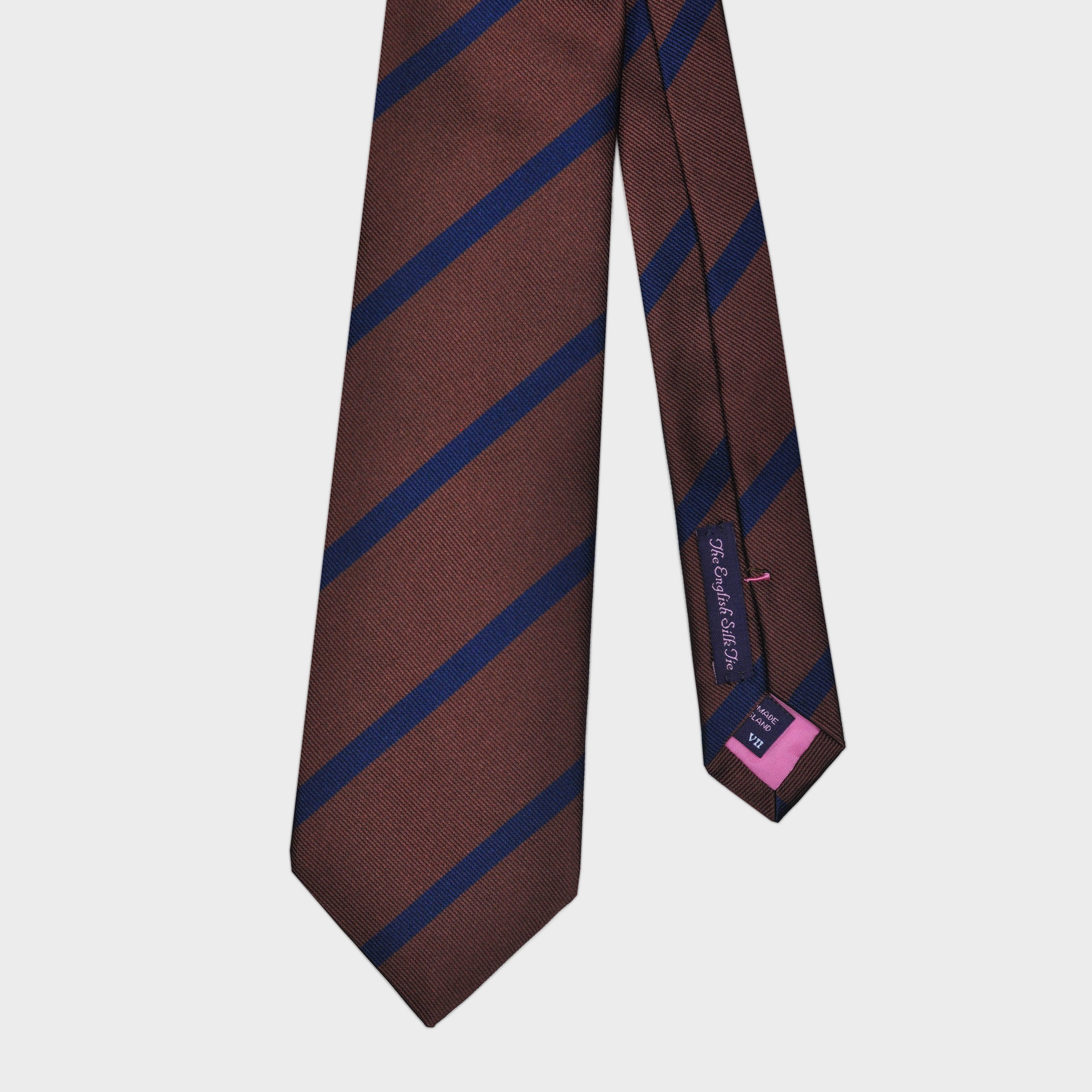 Stripes Reppe Silk Tie in Brown & Blue