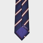 Stripes Reppe Silk Tie in Navy, Claret & White