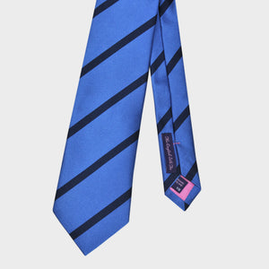 Stripes Reppe Silk Tie in Mid Blue & Navy