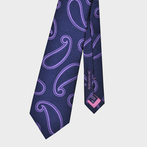 Big Teardrops Woven Silk Tie in Violet & Navy