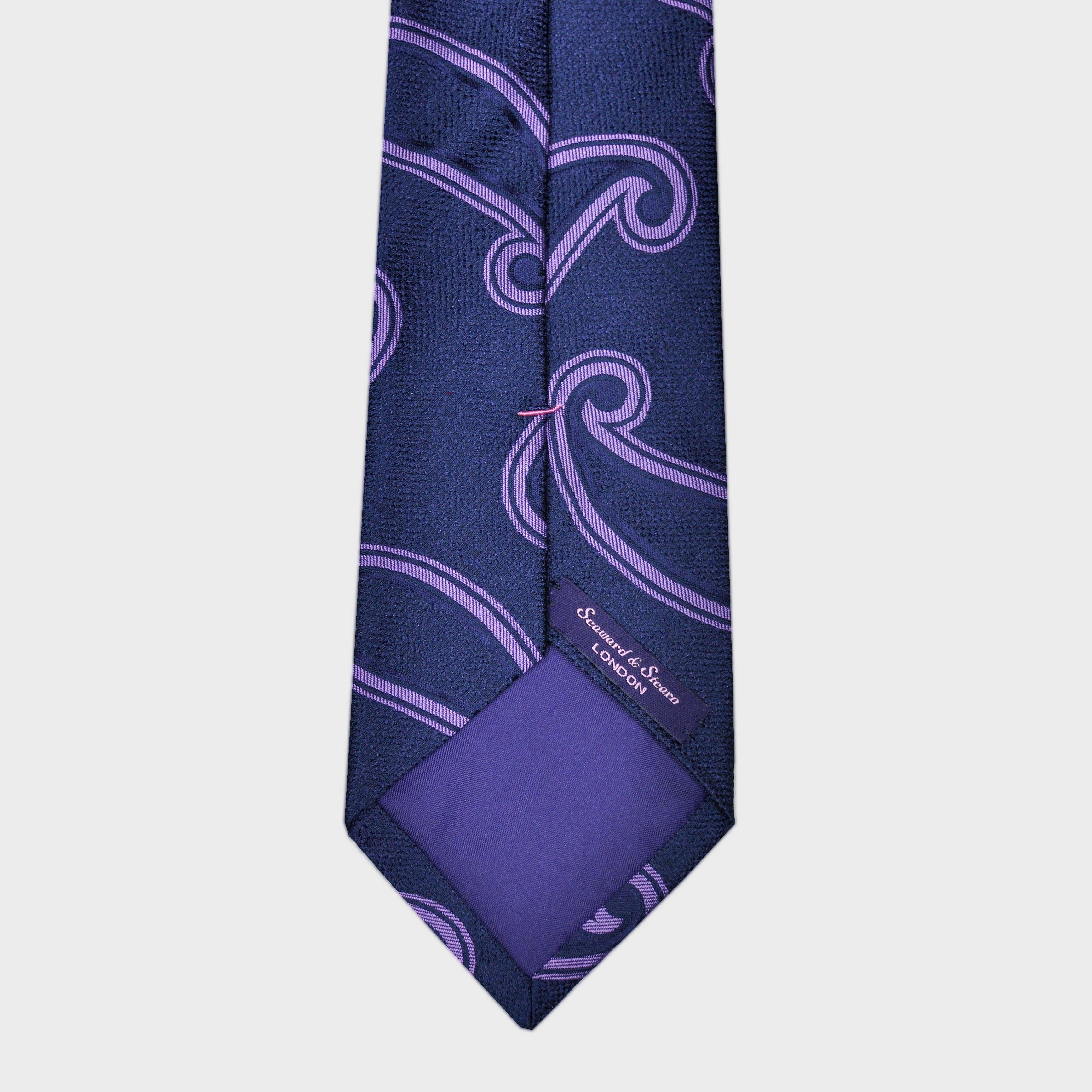 Big Teardrops Woven Silk Tie in Violet & Navy