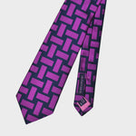 Geometric Shapes Woven Silk Tie in Pink & Navy