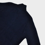 Chunky Merino Wool Zip Cardigan with Ribbed Collar in Dark Navy