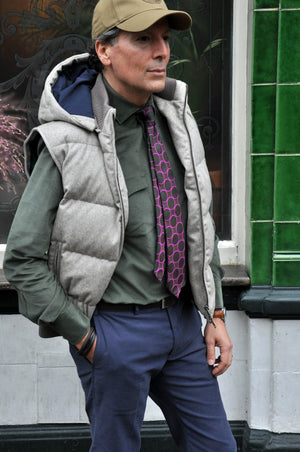 Wool Bomber Gilet in Stone