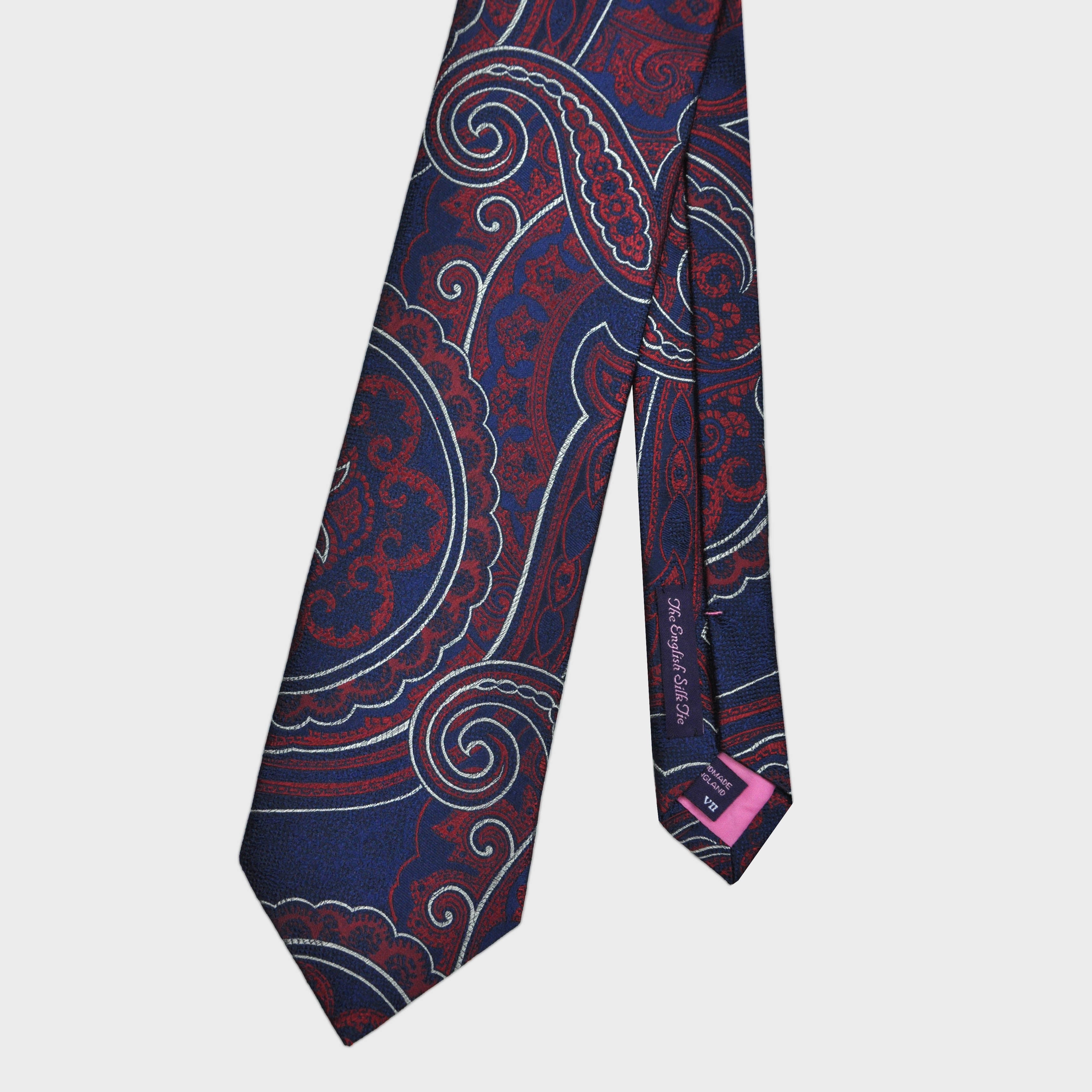 Paisley Woven Silk Tie in Blue & Claret