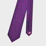 Repeat Squares Tussah Silk Tie in Purple & Blue