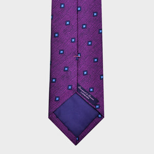 Repeat Squares Tussah Silk Tie in Purple & Blue