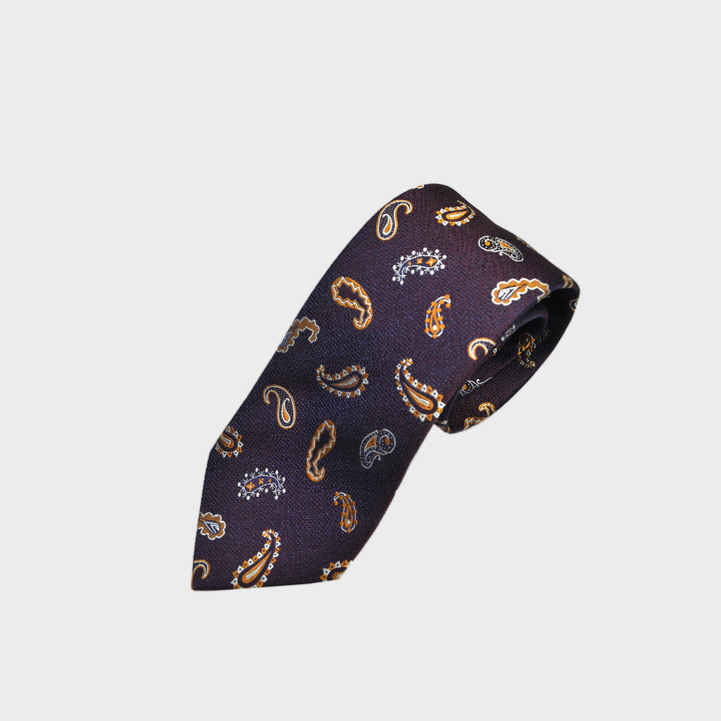 Paisley Tears Natte Silk Tie in Darl Claret