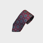 Medallions Natte Silk Tie in Claret