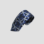 Scattered Squares Woven Silk Tie in Navy, Blue & Grey