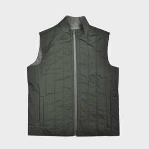 Reversible Wool & Puffer Gilet in Mink & Olive