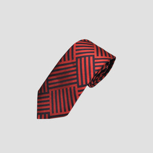 Repeat Dashes Woven Silk Tie in Red