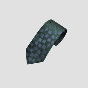 Geometric Squares Woven Silk Tie in Green