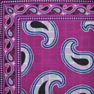 Paisley & Basket Weave Reversible Panama Silk Pocket Square in Pink & Brown