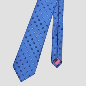 Neat Repeat Squares Woven Silk Tie in Light Blue & Navy