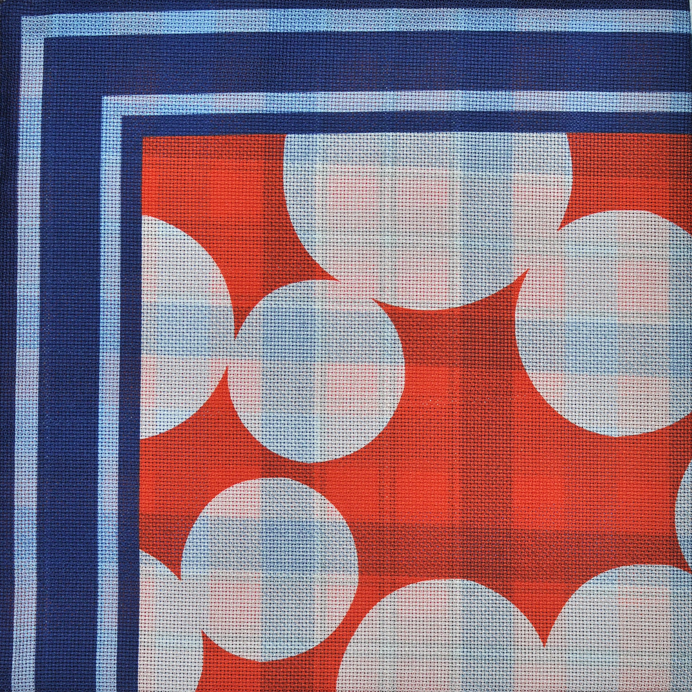 Dots & Plaid Reversible Panama Silk Pocket Square in Blue & Orange