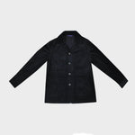 Heavy Cotton Corduroy Worker Jacket in Midnight Blue with Red (under) Collar