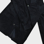 Heavy Cotton Corduroy Worker Jacket in Midnight Blue with Red (under) Collar