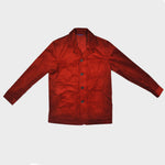 Heavy Cotton Corduroy Worker Jacket in Burgundy with Olive (under) Collar