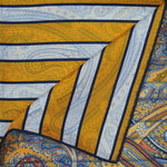 Paisley & Stripes Reversible Panama Silk Pocket Square in Yellow & Blue