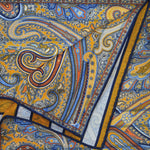 Paisley & Stripes Reversible Panama Silk Pocket Square in Yellow & Blue