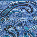 Paisley & Stripes Reversible Panama Silk Pocket Square in Blues & Teal