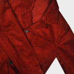 Heavy Cotton Corduroy Worker Jacket in Burgundy with Olive (under) Collar