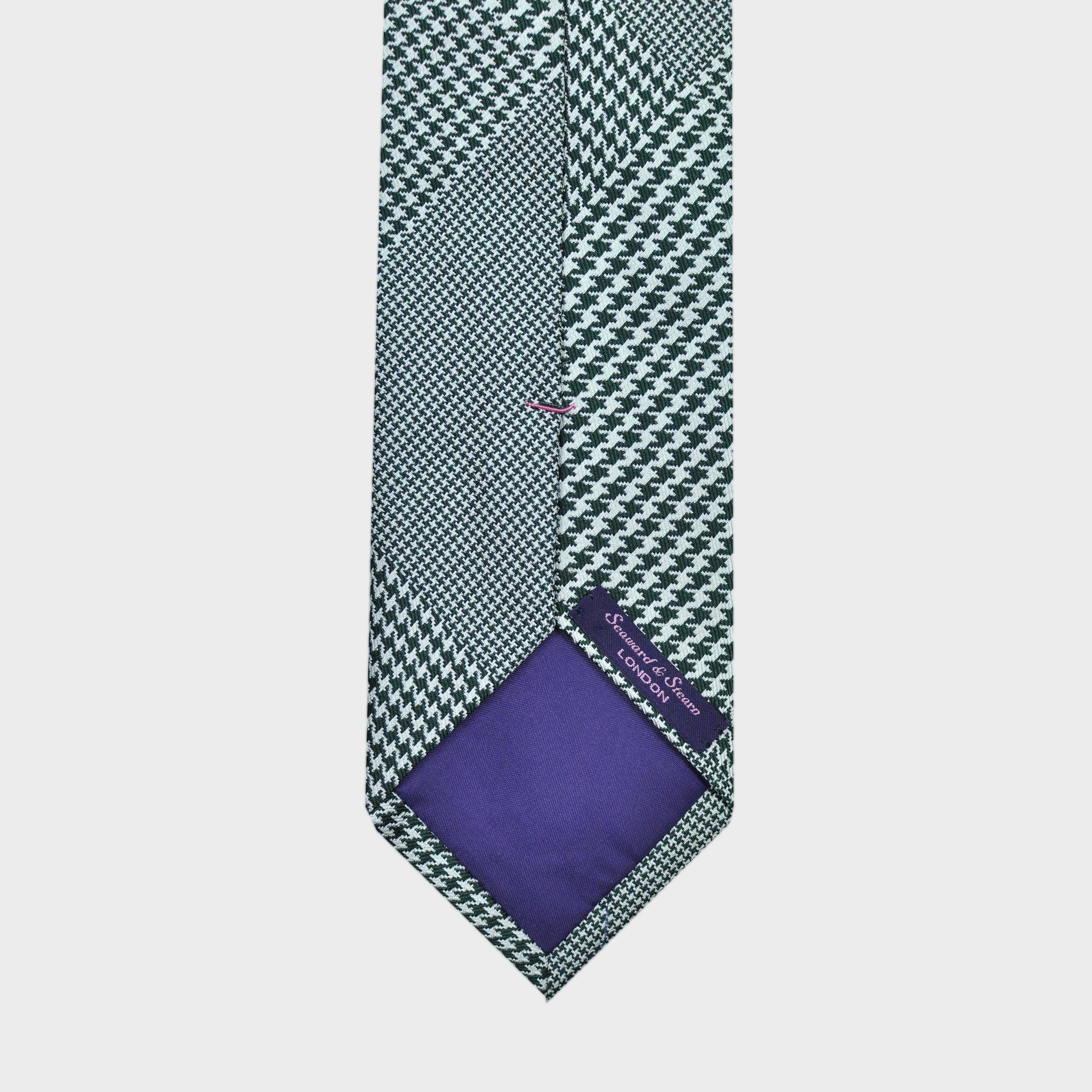 Puppy Tooth Prince of Wales Silk Tie in Dark Green