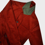 Heavy Cotton Corduroy Worker Jacket in Burgundy with Olive (under) Collar