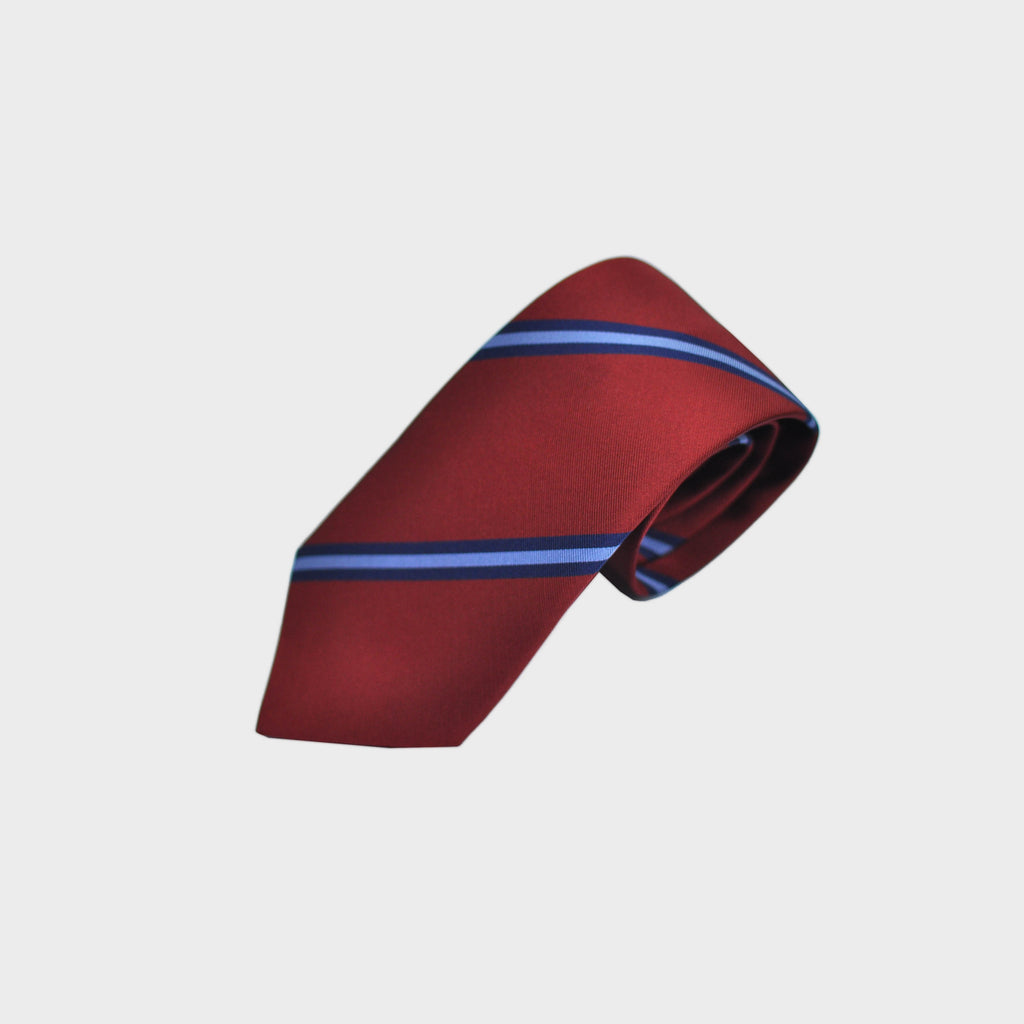 Stripes Silk Tie in Claret & Blue