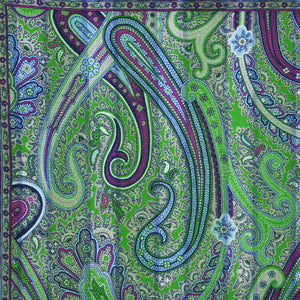 Reversible Panama Silk Pocket Square in Green & Purple