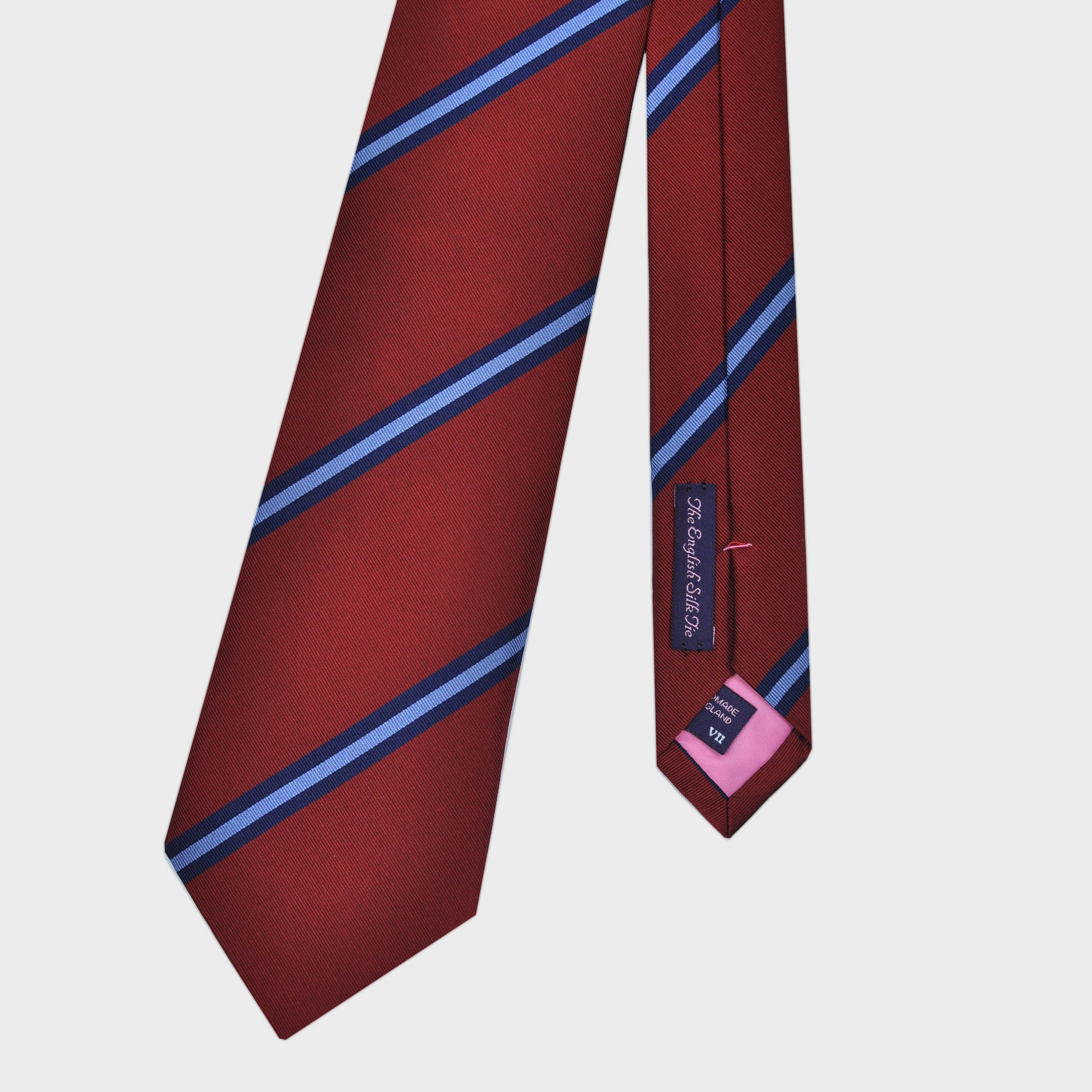 Stripes Silk Tie in Claret & Blue