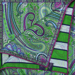 Reversible Panama Silk Pocket Square in Green & Purple