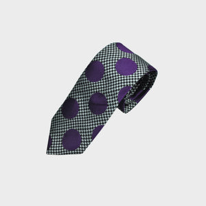 Big Purple Dots on Puppy Tooth Silk Tie