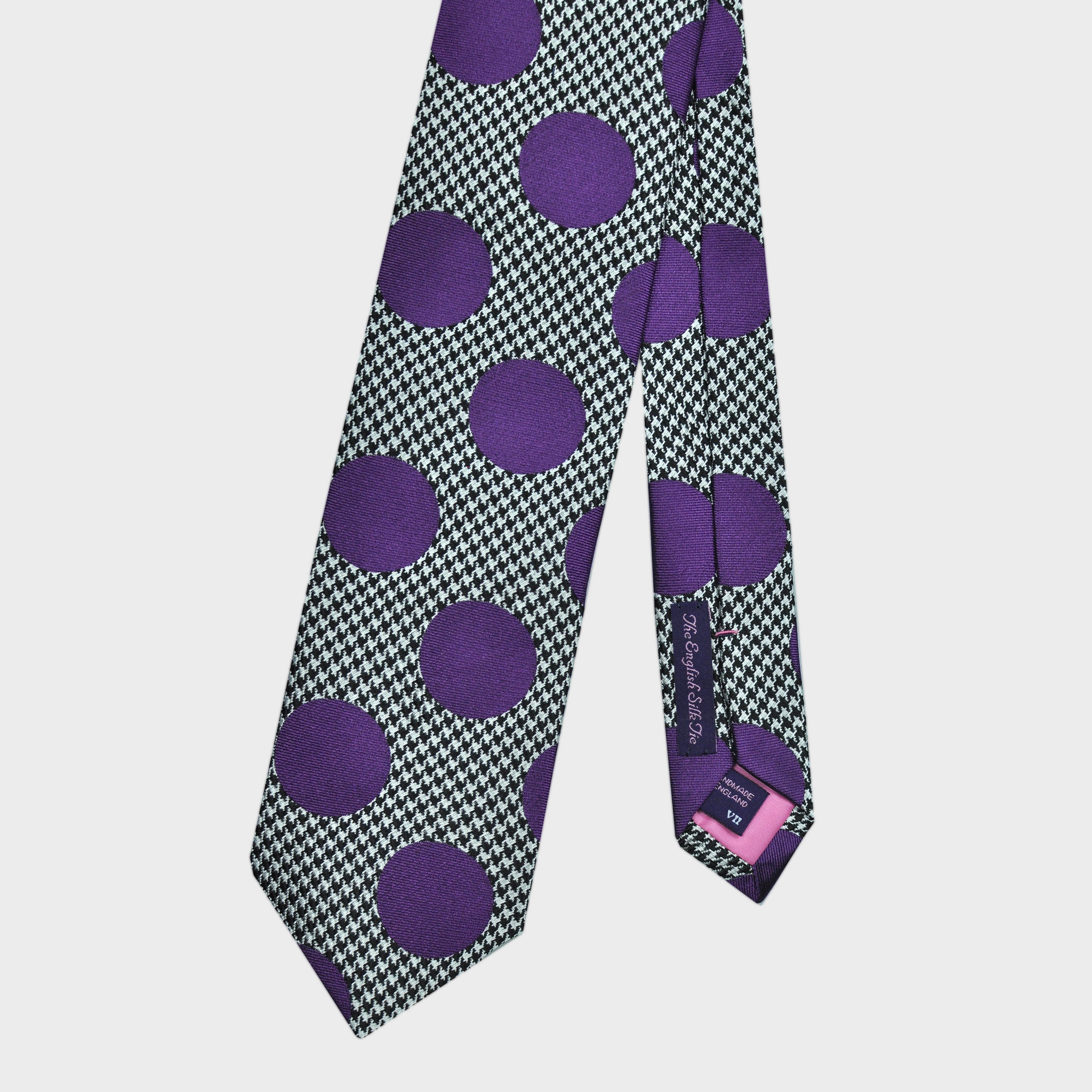 Big Purple Dots on Puppy Tooth Silk Tie