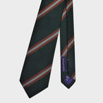 Stripes Grenadine Silk Tie in Bottle Green, Ochre & Light Grey