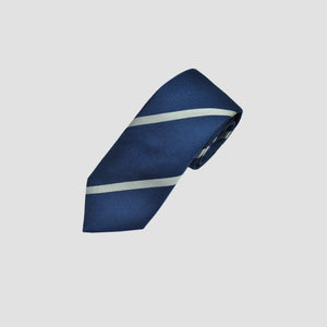 Stripes Silk Tie in Cobalt Blue & White