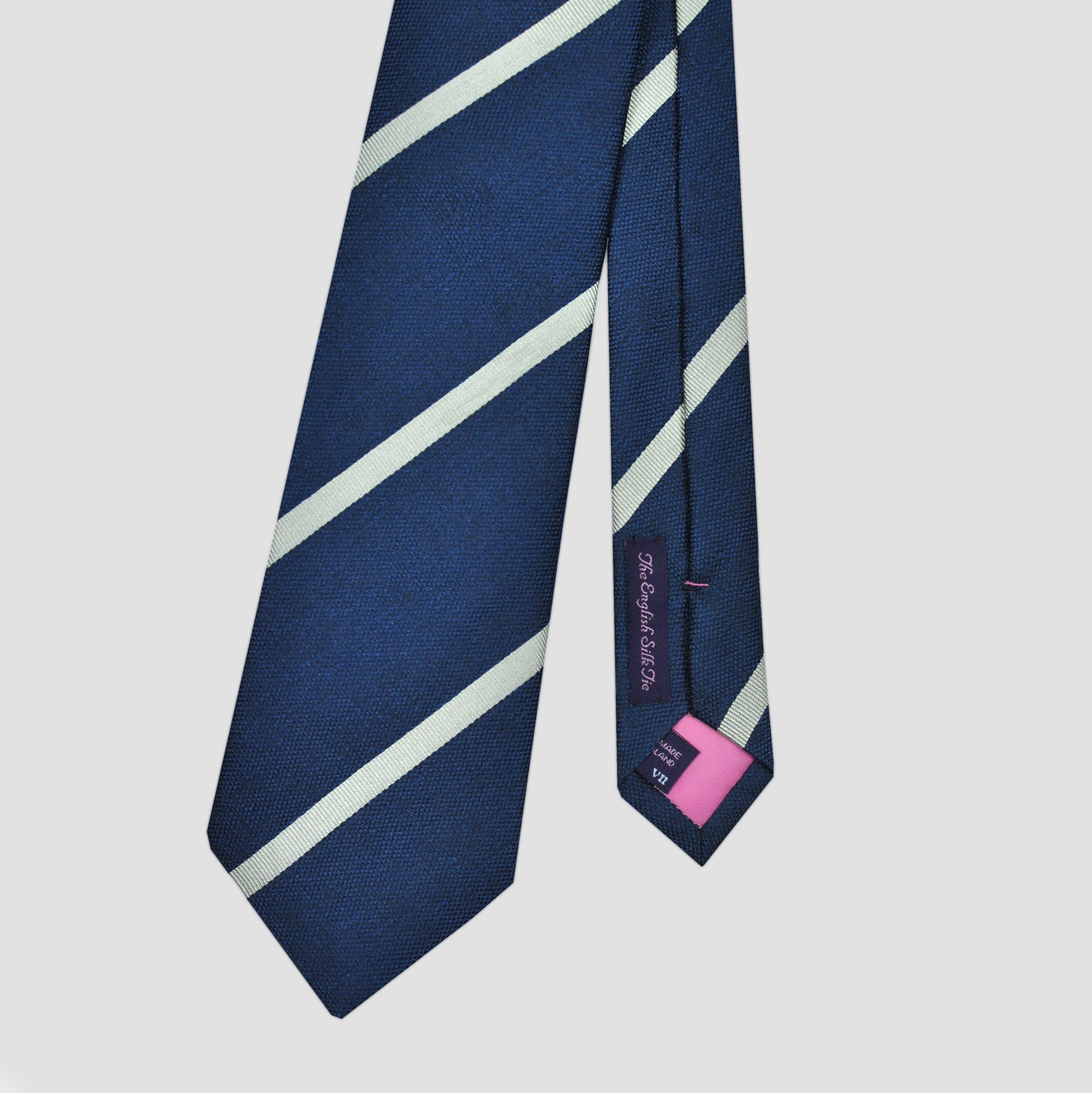 Stripes Silk Tie in Cobalt Blue & White