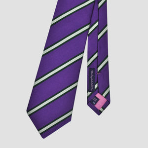 Stripes Silk Tie in Purple, Green & White