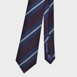 Stripes Grenadine Silk Tie in Dark Claret, Blue & Light Grey