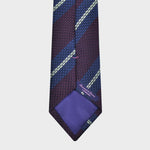 Stripes Grenadine Silk Tie in Dark Claret, Blue & Light Grey