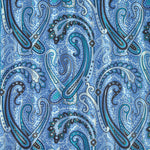 Paisley & Stripes Reversible Panama Silk Pocket Square in Blues & Teal