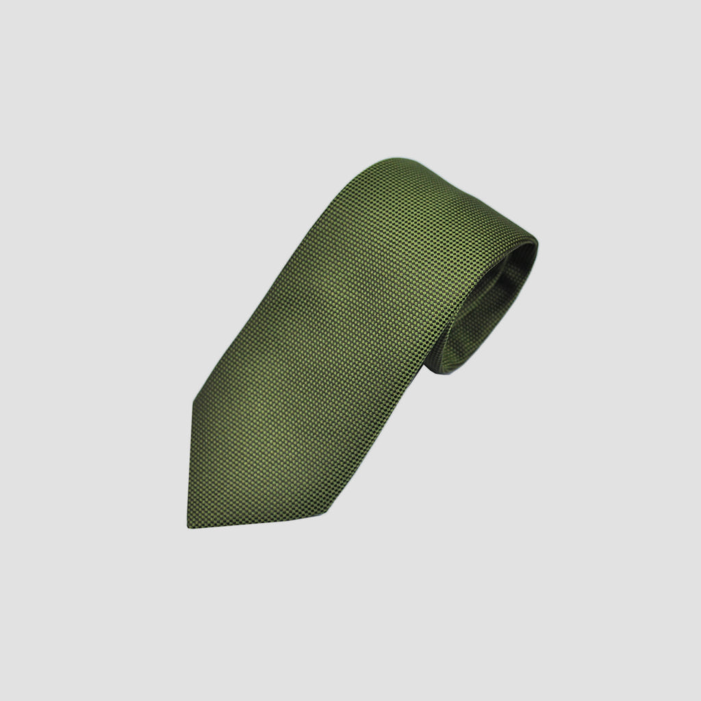 Natte Weave Silk Tie in Moss Green