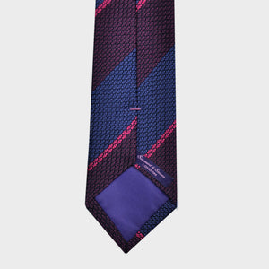 Stripes Grenadine Silk Tie in Blue, Claret & Pink